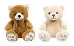 Plush sitting teddy bear with silk bow, 28 cm-2
