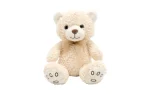 Plush sitting teddy bear with silk bow, 28 cm