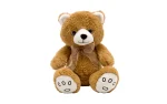 Plush sitting teddy bear with silk bow, 28 cm-1