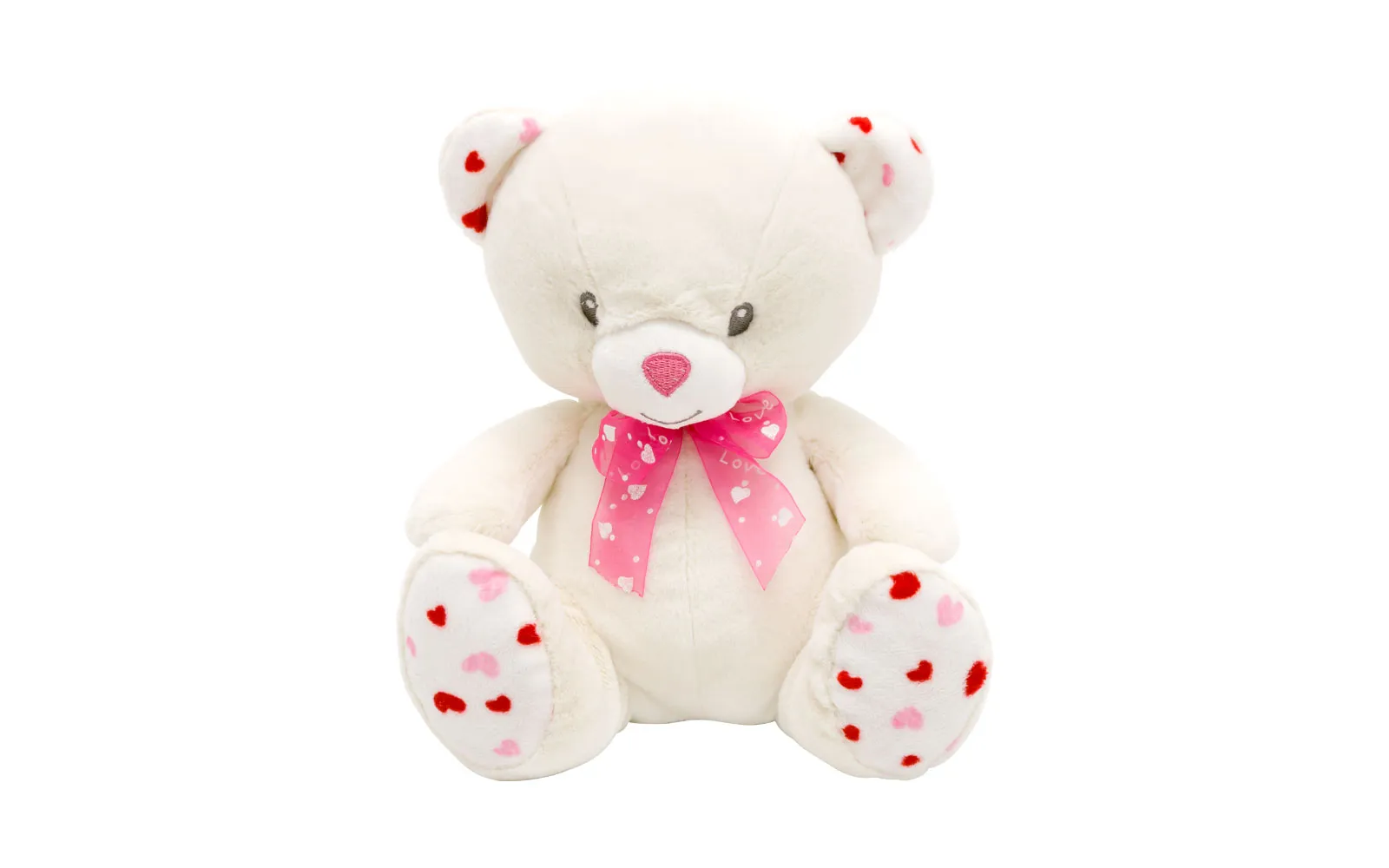 White sitting teddy bear with a bow, 23 cm White sitting teddy bear with a bow, 23 cm