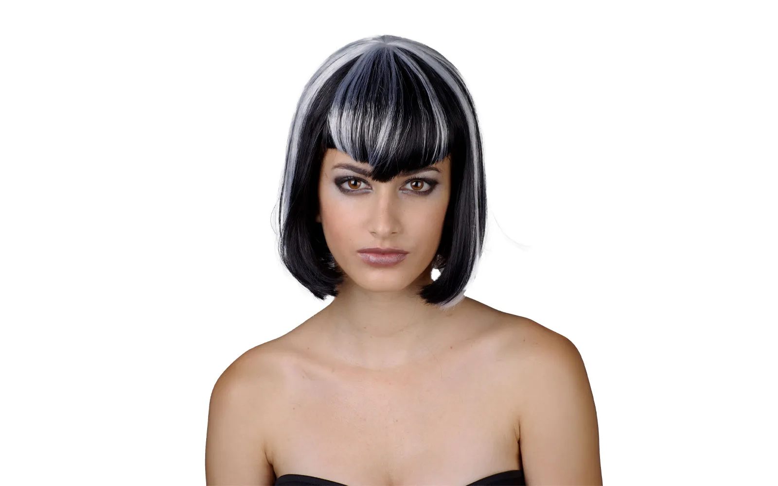 Wig - in the style of a bob, black and white color. Wig - in the style of a bob, black and white color.