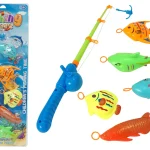 Fishing rod with a hook and 5 different fish