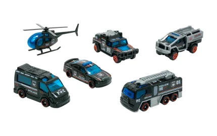 Set of police cars in a suitcase